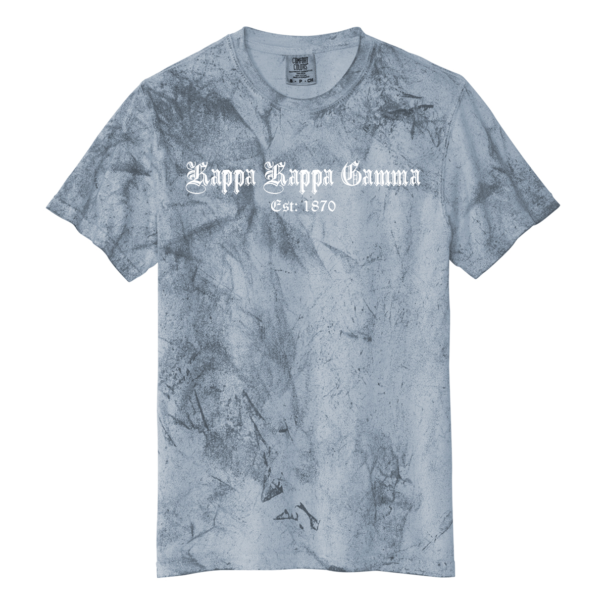 Greek Color Blast Heavyweight T-Shirt, Printed Old English Design 