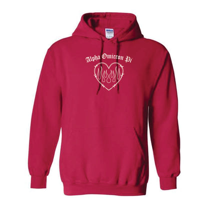 Printed Flame Heart Hoodie Design