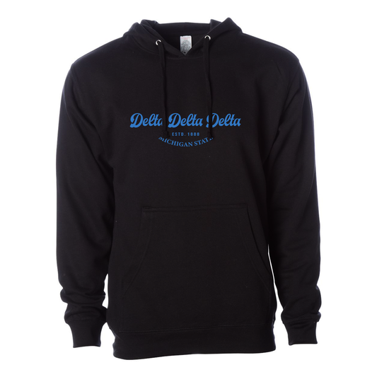 #Delta Delta Delta Hoodie, Elegant Print Design