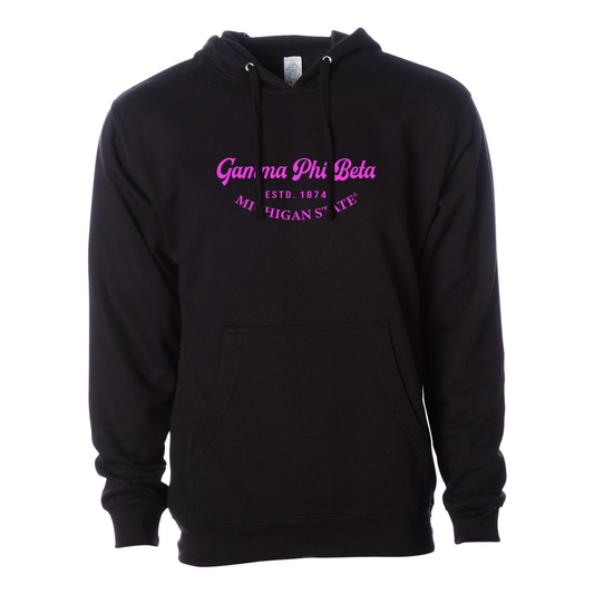 #Gamma Phi Beta Hoodie, Elegant Print Design