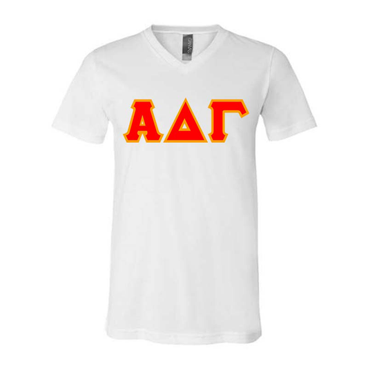 Fraternity V-Neck Shirt, Horizontal Letters - TWILL