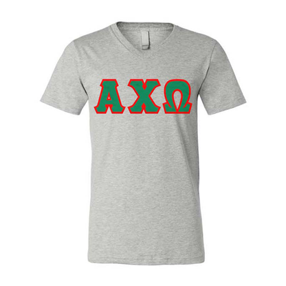 Sorority V-Neck Shirt, Horizontal Letters - TWILL