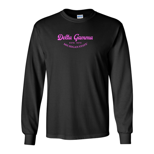 #Delta Gamma Long-Sleeve Shirt, Elegant Print Design