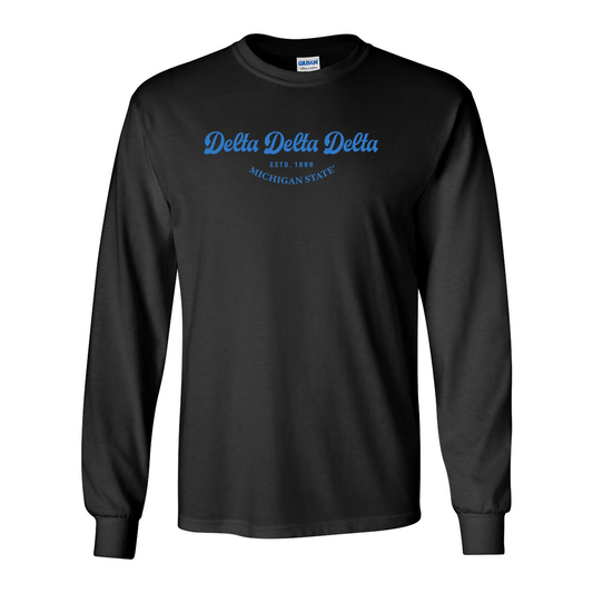 #Delta Delta Delta Long-Sleeve Shirt, Elegant Print Design