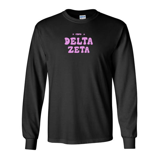 #Delta Zeta Bubble Print Long Sleeve Shirt