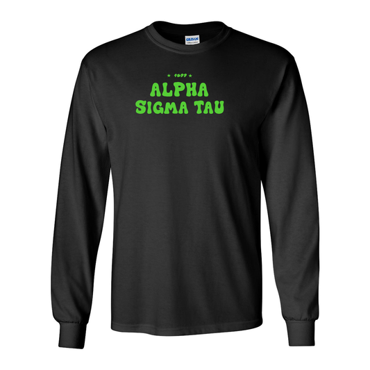 #Alpha Sigma Tau Long-Sleeve Shirt, Bubble Print Design