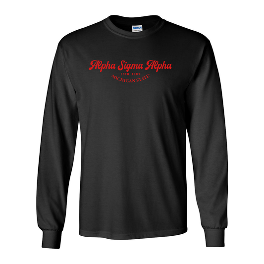 #Alpha Sigma Alpha Long-Sleeve Shirt, Elegant Print Design