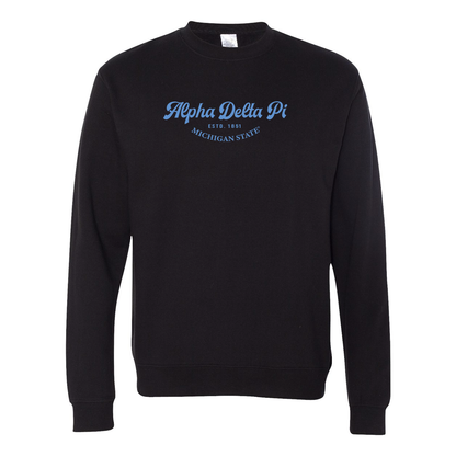 #Alpha Delta Pi Crewneck Sweatshirt, Elegant Print Design