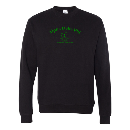 Alpha Delta Phi Teddy Bear Printed Crewneck Sweatshirt