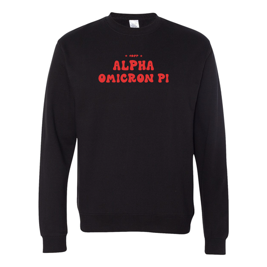 #Alpha Omicron Pi Crewneck Sweatshirt, Bubble Print Design