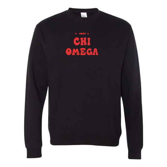 #Chi Omega Crewneck Sweatshirt, Bubble Print Design