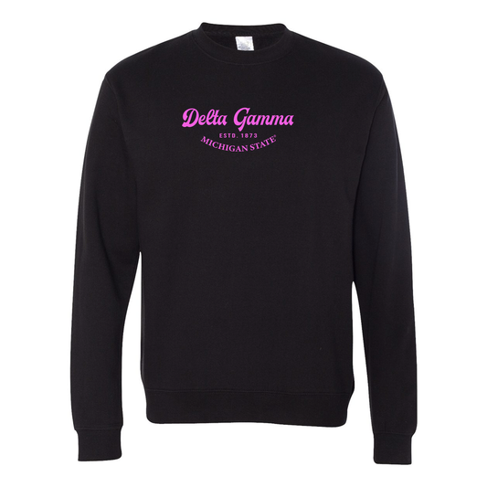 #Delta Gamma Crewneck Sweatshirt, Elegant Print Design