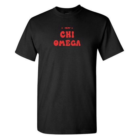 #Chi Omega T-Shirt, Bubble Print Design