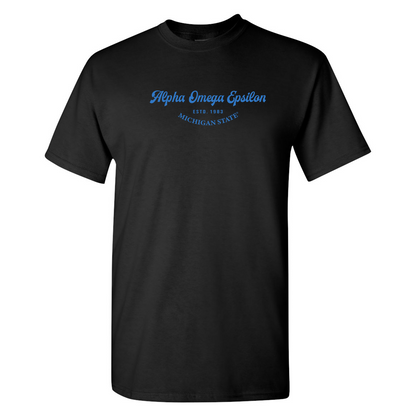 #Alpha Omega Epsilon T-Shirt, Elegant Print Design