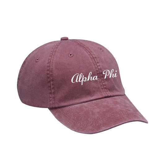 Greek Pigment-Dyed Hat, Script Text Design - EMB