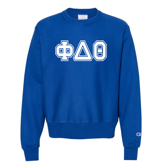 Champion Reverse Weave® Crewneck Sweatshirt, Printed Varsity Letters