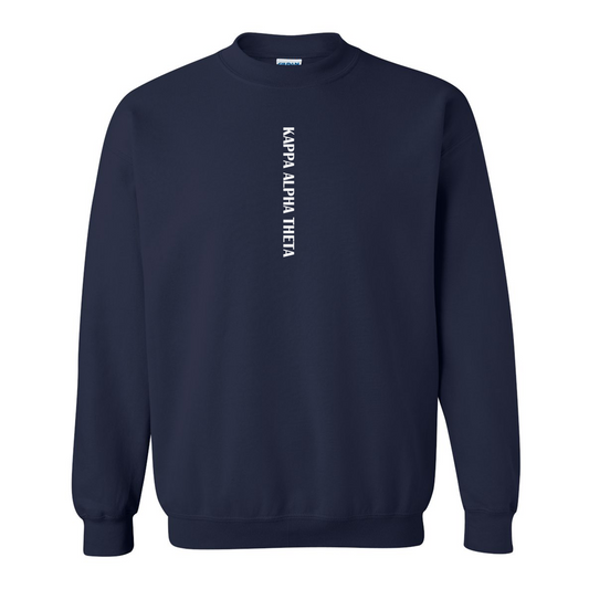 Greek Cotton Navy Crewneck Sweatshirt, Vertical Design