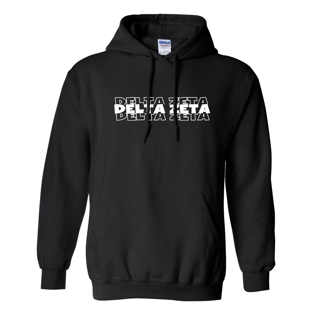 Greek Cotton Black Hoodie, Repeat Block Design