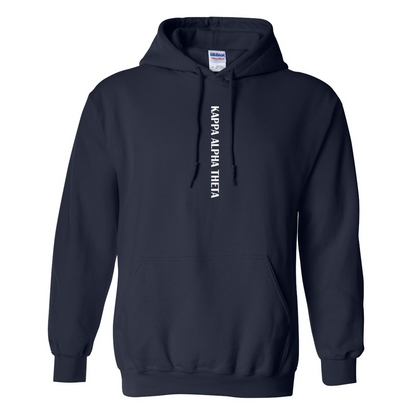 Greek Cotton Navy Hoodie, Vertical Design