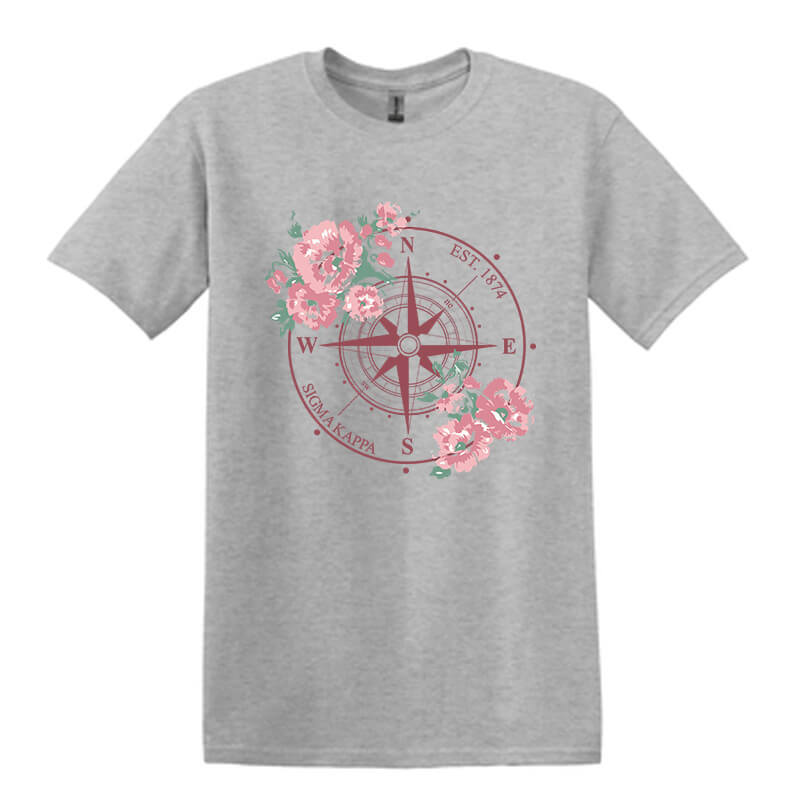 Printed Floral Compass Design - DTG