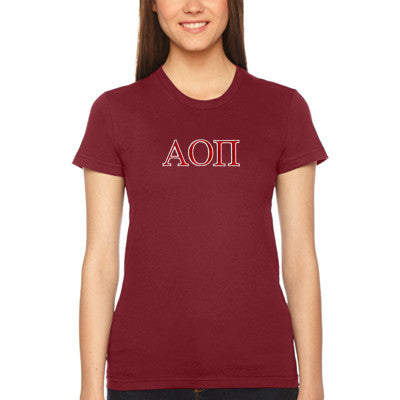 Alpha Omicron Pi Embroidered Jersey Tee - Gildan G640L - EMB