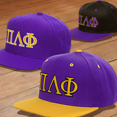 Pi Lambda Phi Snapback Cap, 2-Color Greek Letters - 6089 - EMB