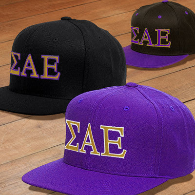 Sigma Alpha Epsilon Snapback Cap, 2-Color Greek Letters - 6089 - EMB