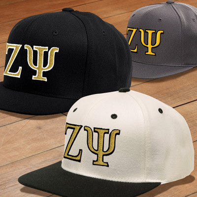 Zeta Psi Snapback Cap, 2-Color Greek Letters - 6089 - EMB