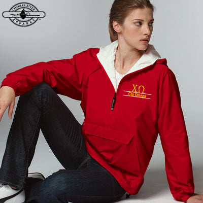 Chi Omega Embroidered Pullover Jacket Greek Clothing and Apparel