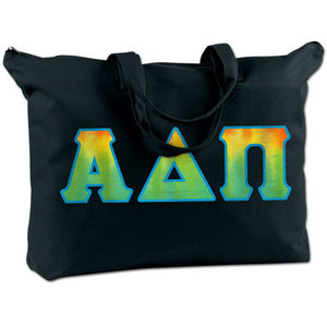 Basic Sorority Greek Letter Embroidered Canvas Boat Tote Bid Day