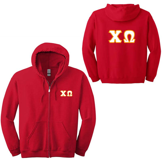 Chi Omega Sorority Full-Zip Hoodie - G186 - TWILL