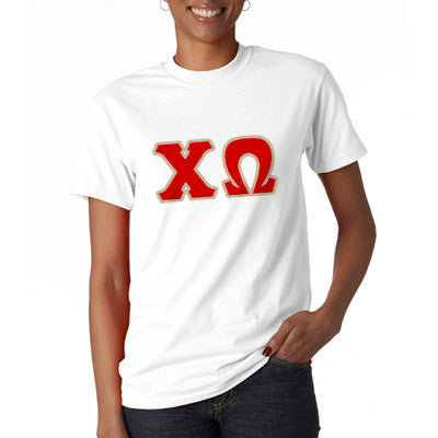 Theta Chi Striped Tee with Twill Letters Greek Clothing and Gear