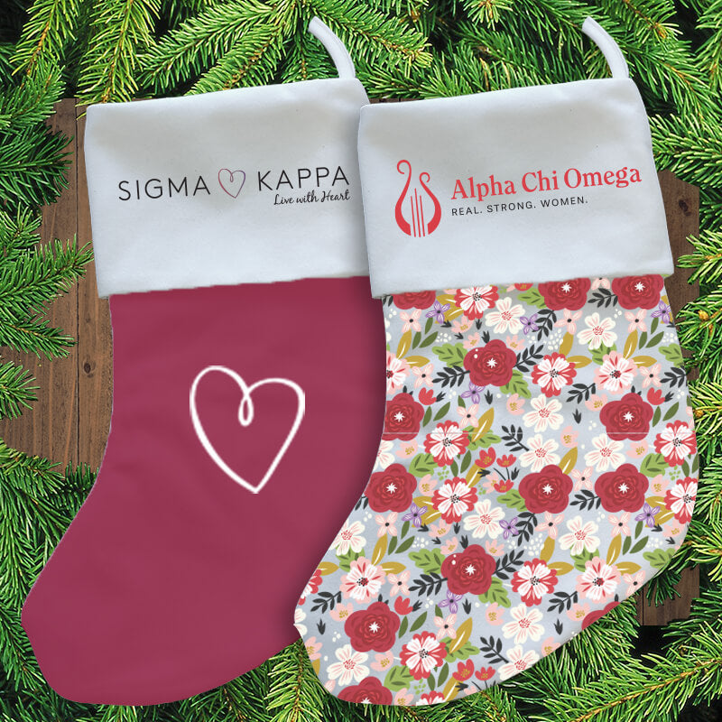 Custom Greek Holiday Pattern Stocking - HS23 - SUB