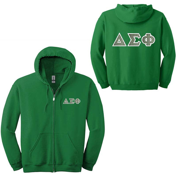 Delta Sigma Phi Fraternity Full-Zip Hoodie with Custom Greek Letters ...