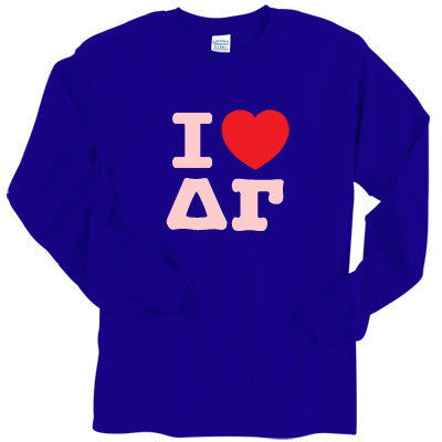 I Love Delta Gamma Printed Longsleeve - Gildan 2400 - CAD