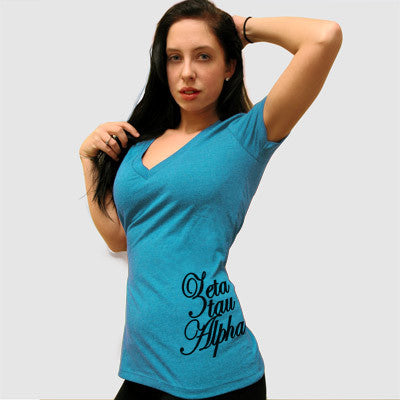 Zeta Tau Alpha Deep V Sorority Printed Tee - Next Level 6640 - CAD