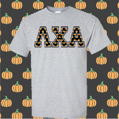 Greek Limited Edition Halloween Pumpkin Lettered T-shirt - Gildan 5000 - DIG