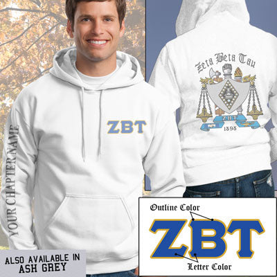 Zeta Beta Tau Crest Hoodie - G185 - SUB