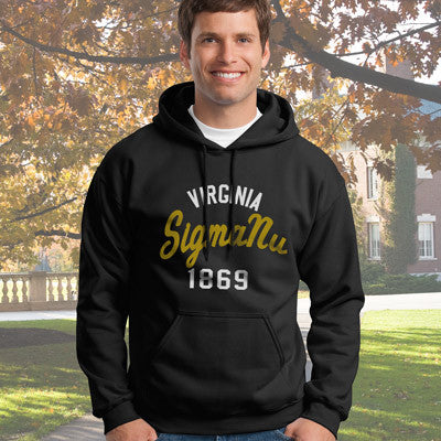 Sigma Nu State and Date Printed Hoody - Gildan 18500 - CAD