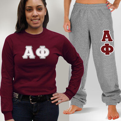 Alpha Phi Longsleeve / Sweatpants Package - Sorority Clothing ...