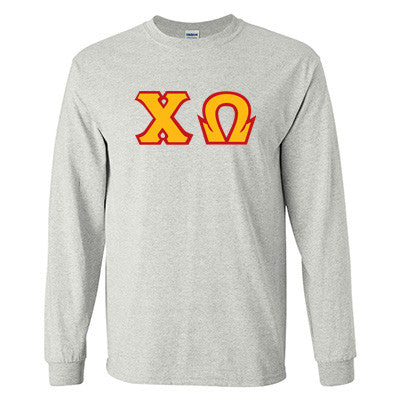 Chi Omega Sorority Longsleeve T Shirt with Twill Greek Gear