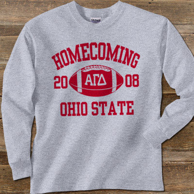 Greek Homecoming Longsleeve Printed Tee Greek Clothing and Apparel