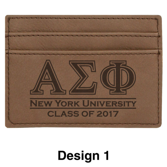 Custom Greek Graduate Dark Brown Leather Wallet - GFT198 - LZR