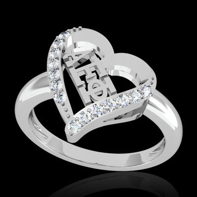 Alpha Epsilon Phi Sorority Heart Ring - GSTC-R002