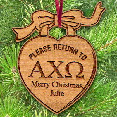 Sorority Engraved Heart Charm Ornament - LZR