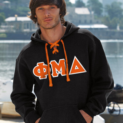 Phi Mu Delta Hockey Lace Hoodie - J8830 - TWILL