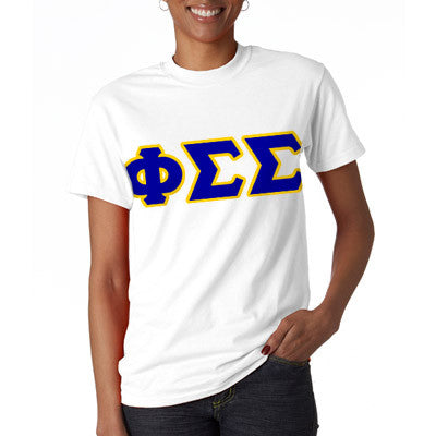 Phi Sigma Sigma Sorority Letter T-Shirt Greek Clothing and Apparel