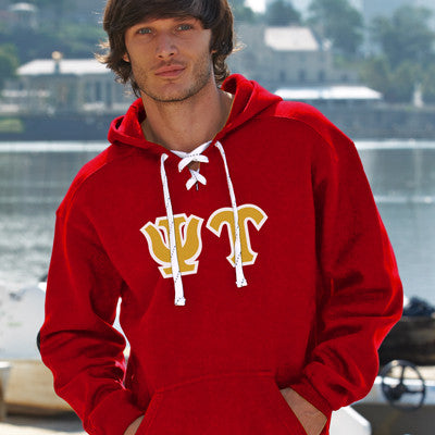 Psi Upsilon Hockey Lace Hoodie - J8830 - TWILL