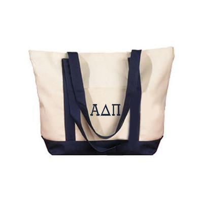 Basic Sorority Greek Letter Embroidered Canvas Boat Tote Bid Day