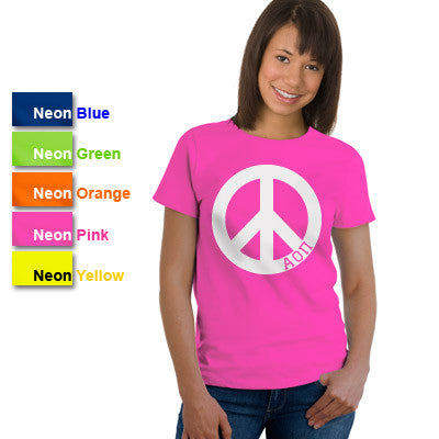 Alpha Omicron Pi Neon Peace Sign Printed Tee - Gildan 500 - CAD